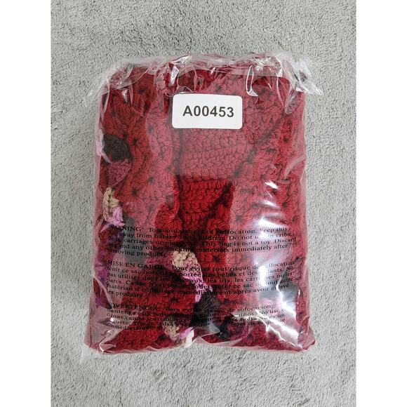 Vintage Homemade Crochet Knit Crop Circle Vest Size M Red Pink Brown Tan Button - Picture 6 of 6